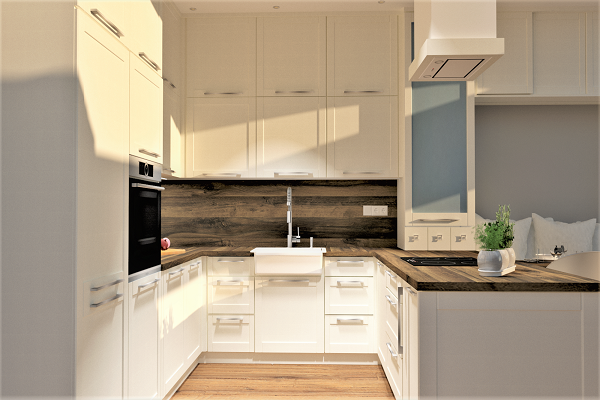 Kuchyň s pracovním koutem a posezením